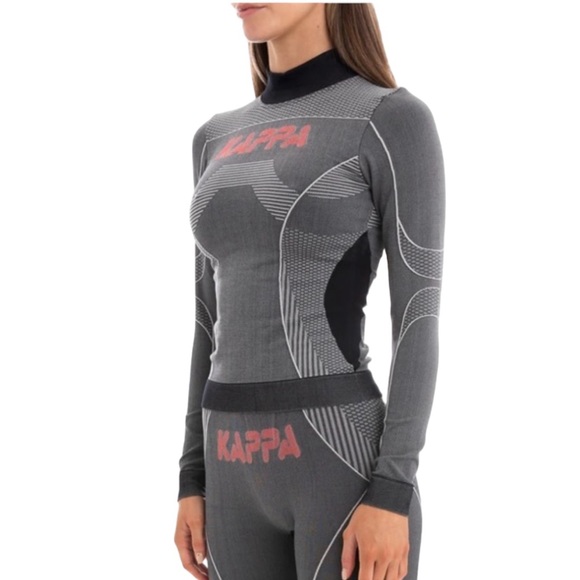 Kappa Jaworzno Fitted Long Sleeve Top Gray Base Layer Training Pullover NEW - Picture 2 of 16